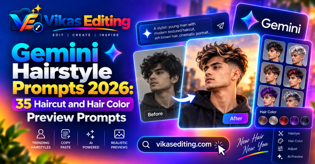 Gemini Hairstyle Prompts 2026 – 30+ Haircut and Hair Color Photo Editing Prompts