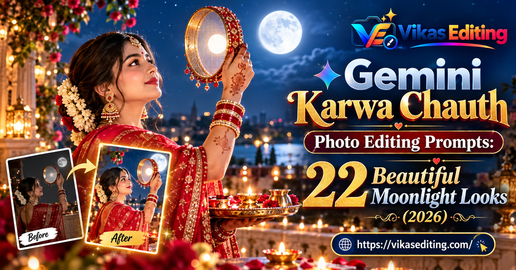 Gemini Karwa Chauth Photo Editing Prompts: 22 Beautiful Moonlight Looks (2026)
