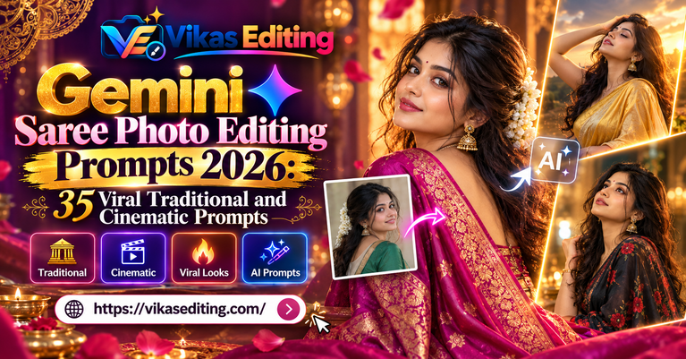 Gemini Saree Photo Editing Prompts 2026 35 Viral Traditional and Cinematic Prompts