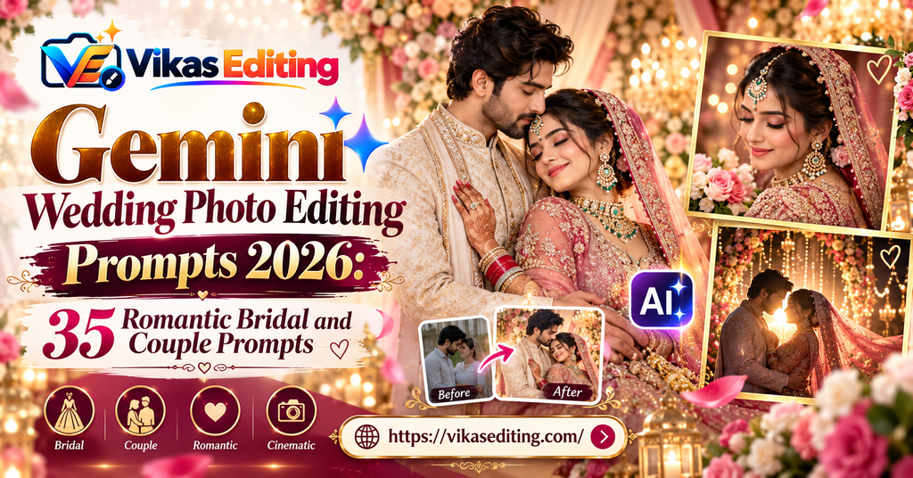 Gemini Wedding Photo Editing Prompts 2026 35 Romantic Bridal and Couple Prompts