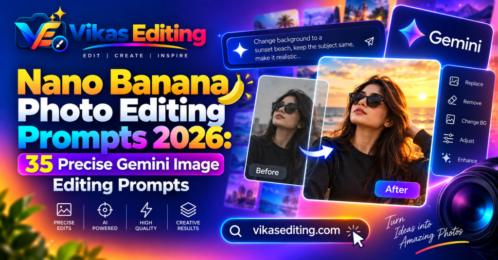 Nano Banana Photo Editing Prompts 2026 – 30+ Copy Paste Prompts for Gemini Image Editing